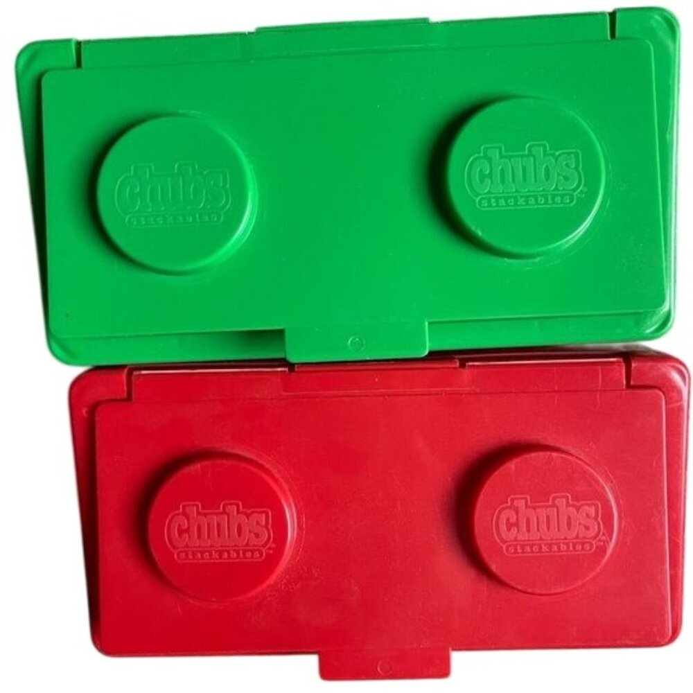 Chubs Baby Wipes Container Empty Stacking Block Storage Green Red VTG Set